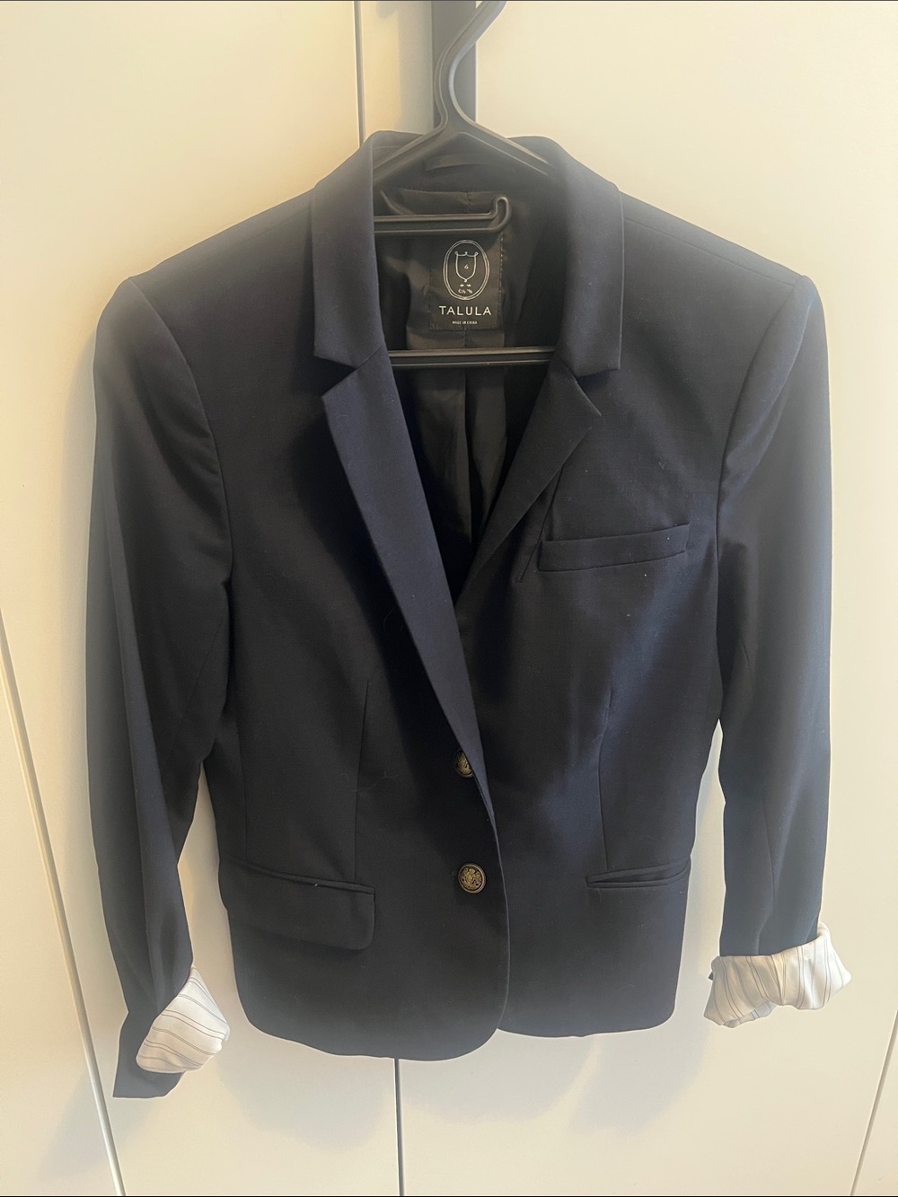 Talula Navy Blue Single-Breasted Blazer